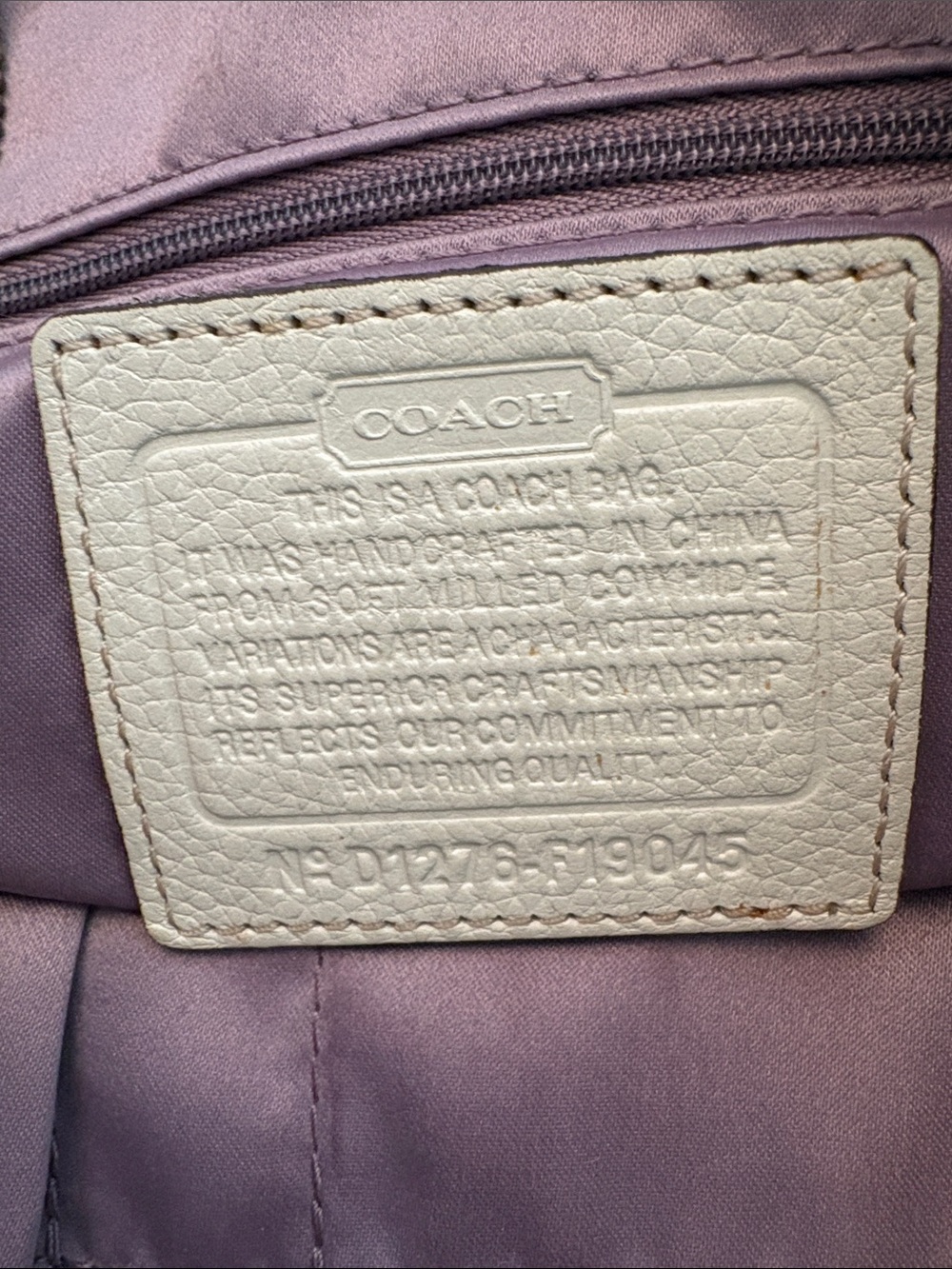 Coach Pebbled Leather Hobo Shoulder Bag | Beige Cream | Turn-Lock Pocket Purse - Picture 2 of 8